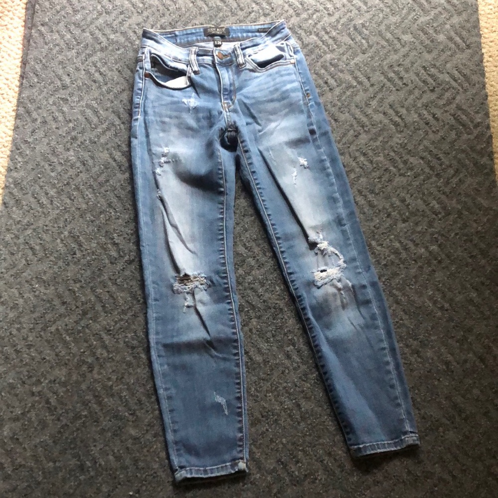 Judy Blue Skinny Distressed Blue Jeans